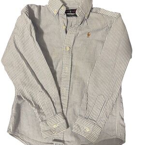 Ralph Lauren Kids Striped Button Down Shirt - White and Gray